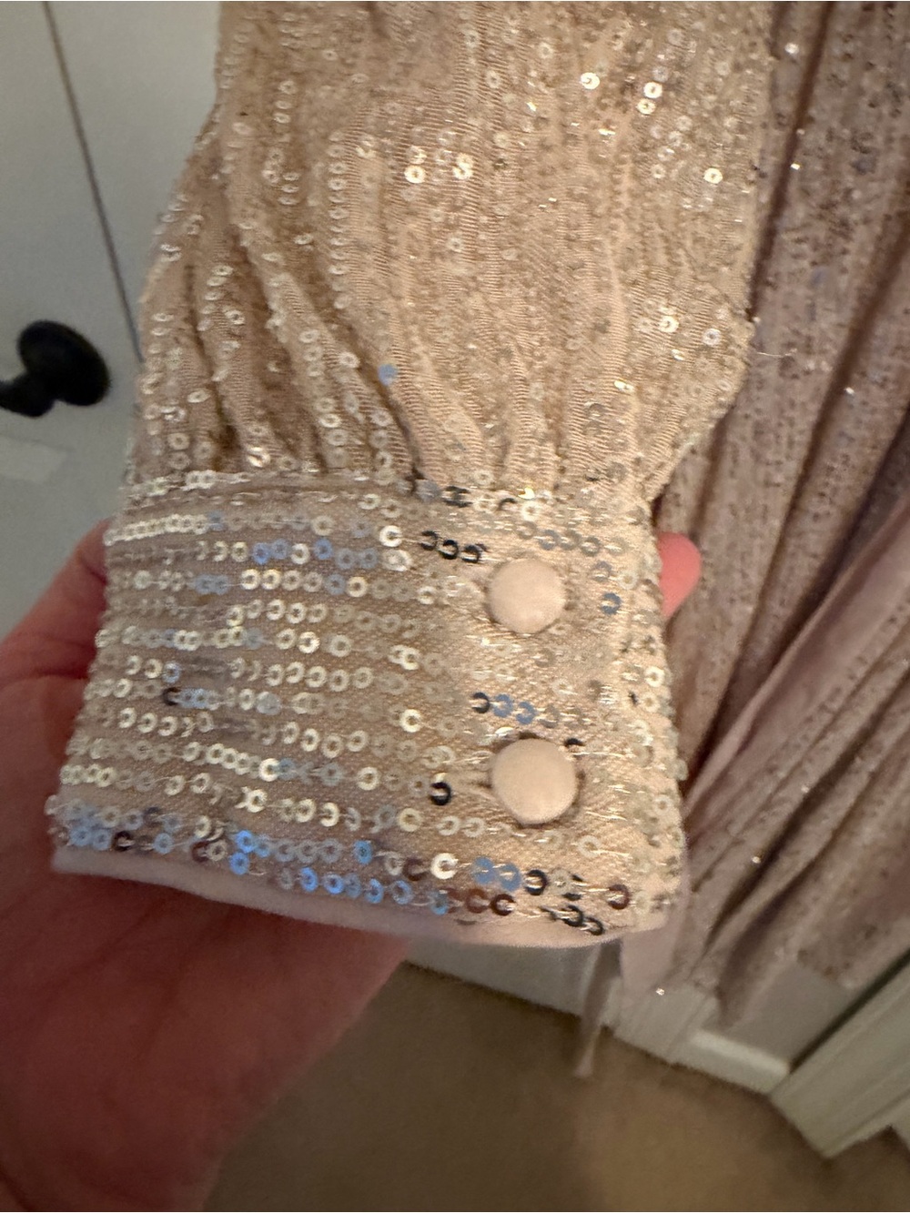LC Lauren Conrad Champagne Sequin Wrap Maxi Dress - Picture 9 of 10